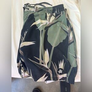 Black and Green Floral Board Shorts
